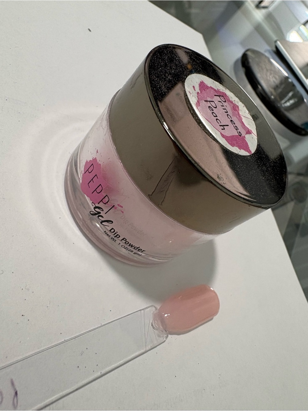 Peppi Gel Princess Peach light pink sparkly dip nail powder